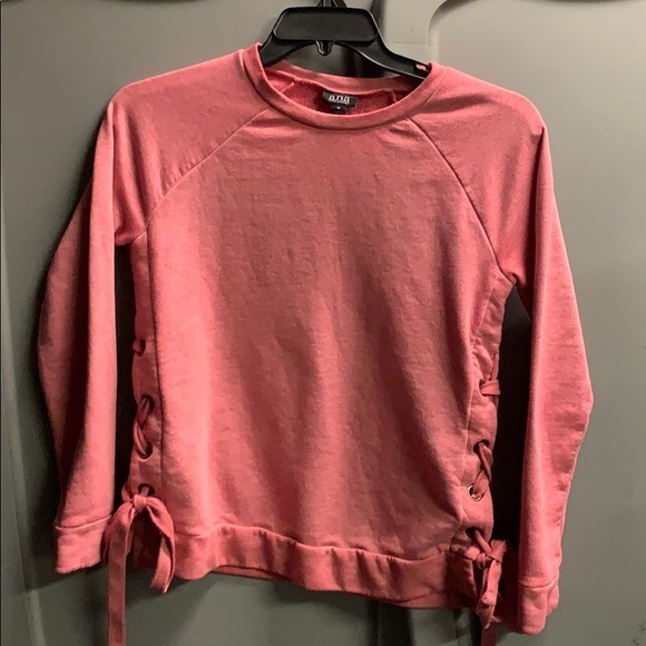 a.n.a Tops - Pink Lace-Up Sides Sweatshirt Top